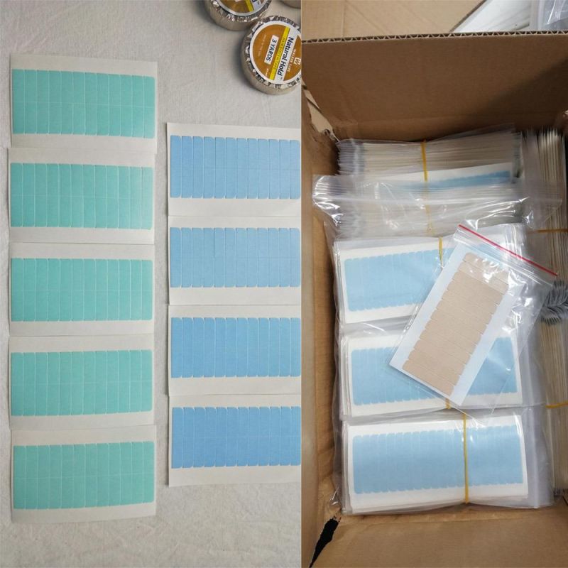 Pre Cut Clear Waterproof Adhesive Tape Tabs in Human Hair Extensions Double Sided Tape for Hair Extension Replacement