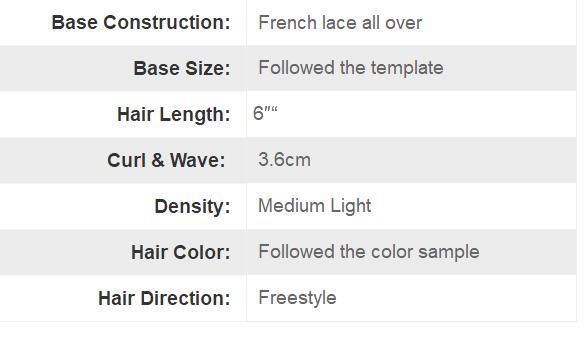Men′s Real Human Hair Toupee - Full French Lace Custom Bleach