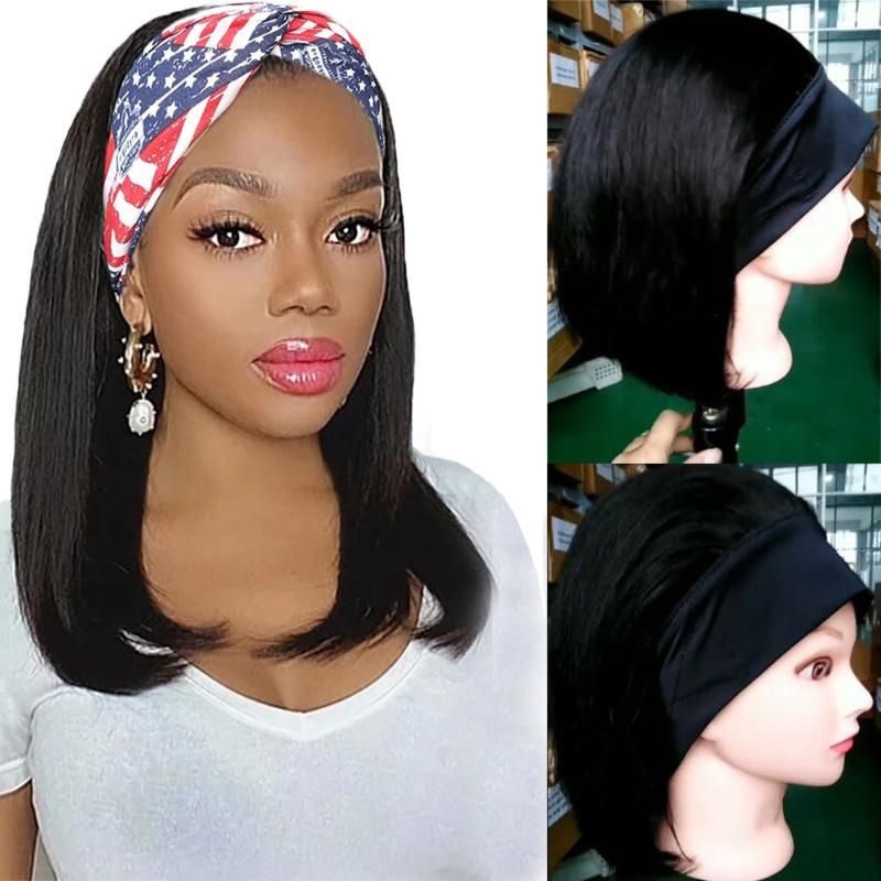 Human Hair Headband Bob Wig 8 Inch to 14 Inch Remy Cheap Full Machine Made Wig