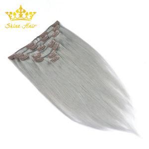 Gray Color 100% Human Hair Extension for Clip in Sliver Remy Hair