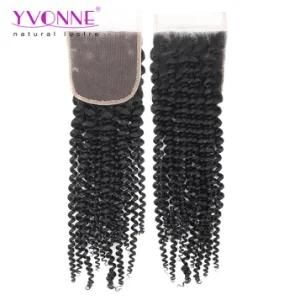 4X4 Kinky Curl Peruvian Virgin Hair Lace Top Closure 1b Color