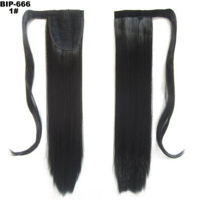 Silky Straight Synthetic Magic Paste Clip in Ponytail Hair Extension