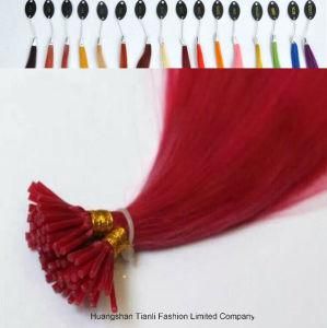 7A Virgin Hair I-Tip Hair Extension Wig Silk Straight Red