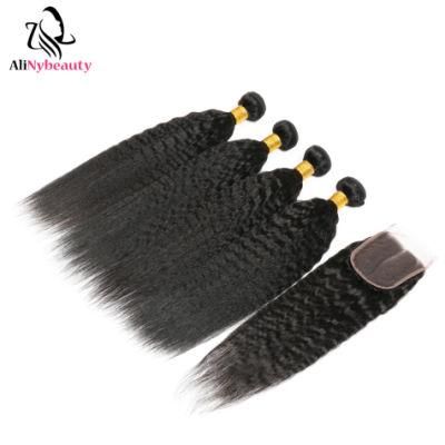 Wholesale Virgin Brazilian Human Hair Kinky Straight Bundles with Closure