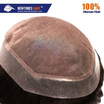 Monofilament with PU Around Stock Human Hair Wig for Men