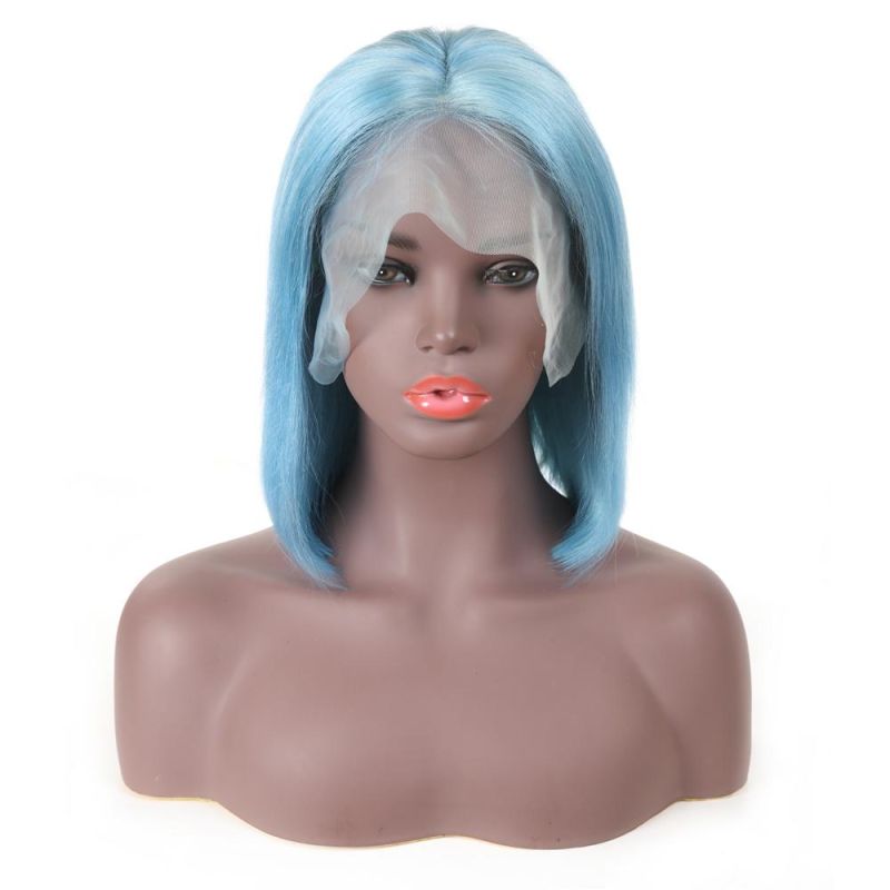Kbeth Human Hair Wigs for Black Women Short Bob Straight Blue Color Wigs Human Hair Lace Front