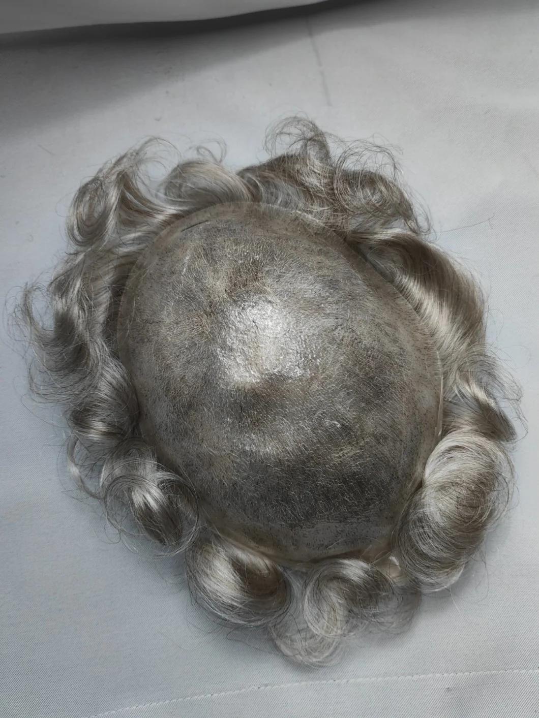 2022 Most Natural Super Thin Poly Human Hair Toupee Made of Remy Human Hair (V-Looping)