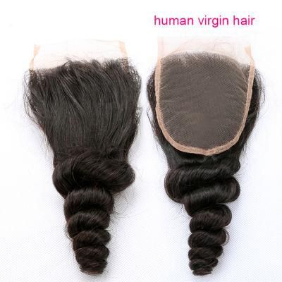 Kbeth Factory Price Top Quality Without Chemical Process Malaysian Virgin Hair Loose Wave Closure 100 Human Hair 4*4 Lace Closure