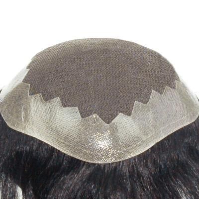 French Lace with Poly Around Natural Human Hair Toupee