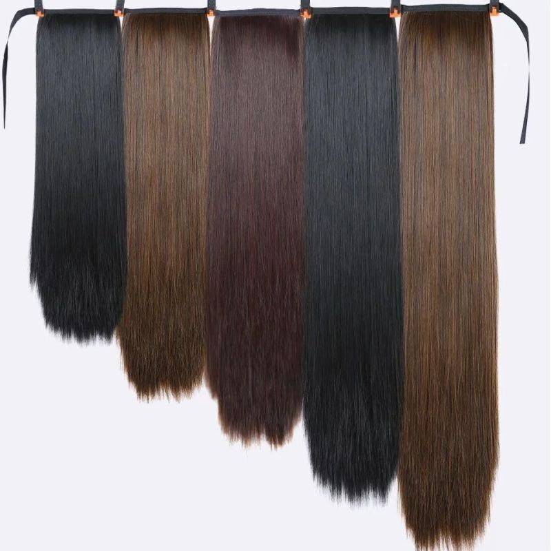 Kbeth 24′′ 26′′ Long Straight Drawstring Ponytail Ynthetic Different Length Human Hair Extension Straight Long Color in Stock Ponytail From Chinese Factory