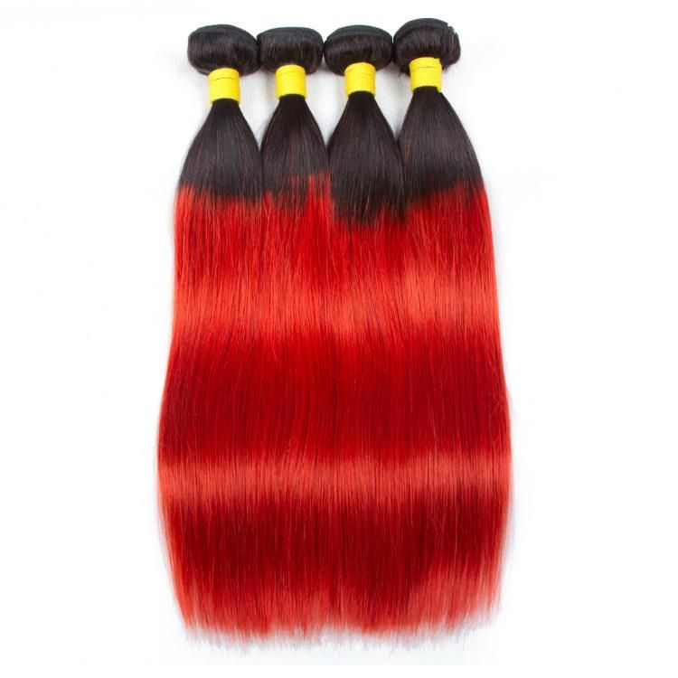 Brazilian Ombre Human Hair Bundles Straight Hair Extension #T1b/Red