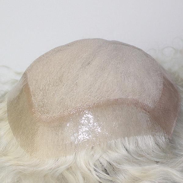 French Lace PU Around Men′s Toupee Grey Human Hair
