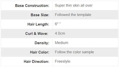 V-Looped Hair with Injected Hair Crown Thin Skin Mens Hairpiece