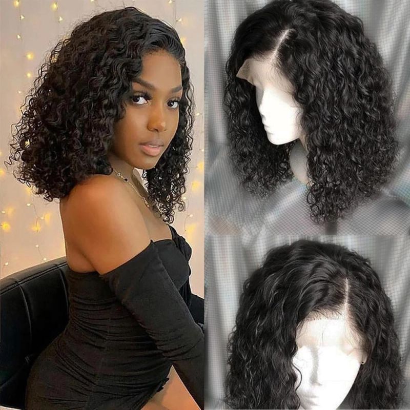 Wholesale Jerry Curly Bob Hair Wigs 13X4 Lace Frontal Bob Hair Wigs 150 Density Brazilian Virgin Human Hair Wigs 12 Inch