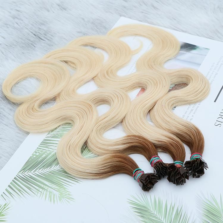 12A Grade Keratin Remy Virgin Raw Russian Body Wave Flat Tip Human Hair Extensions