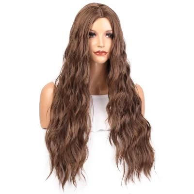 High Quality Vendor Cheap Wholesale Curly Water Wave Brown Heat Resistant for Black Women Synthetic Hair Wigs