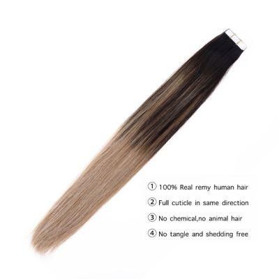 100PCS/Pack PU Skin Weft Hair Double Drawn Hand Tied Tape Human Extensions Hair16&prime;&prime; 20&prime;&prime; 24&prime;&prime;