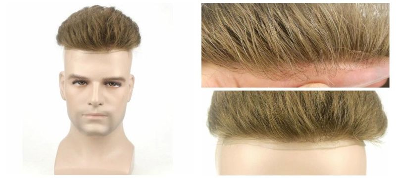 Invisible Knots Natural Men′s Hair Extension Toupee Human Hair