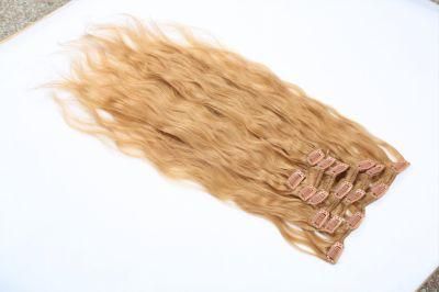 16 Clips in Hair Extension Body Wave 22&quot; Hair Extension Clip for Women Synthetic Hair Extensions Brown 613# Ombre Color