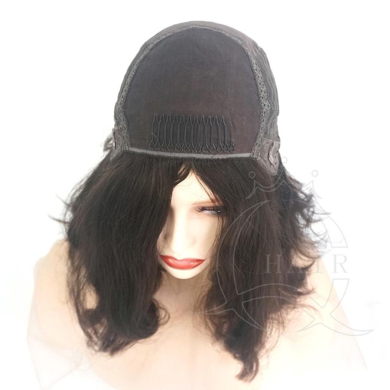 Slight Layer Natural Light Black Color Wave Silk Top Kosher Jewish Orthodox Religion Human Hair Wig for Kosher Women