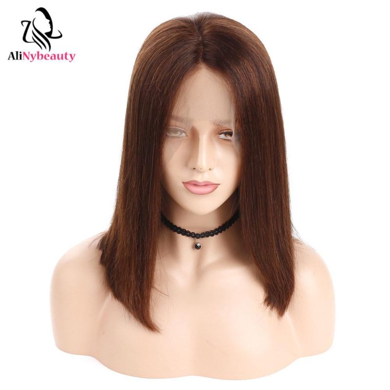 Color #4 Quality Human Hair Bob Wig Lace Front Wig