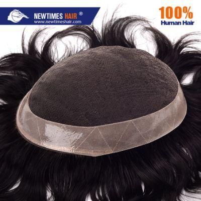 100% Human Hair Poly Perimeter Easy Stick Hair Piece