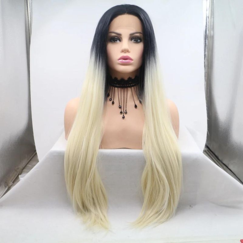 Wholsale Synthetic Wigs 1b/613 Straight Hair Ombre Lace Frontal Wigs