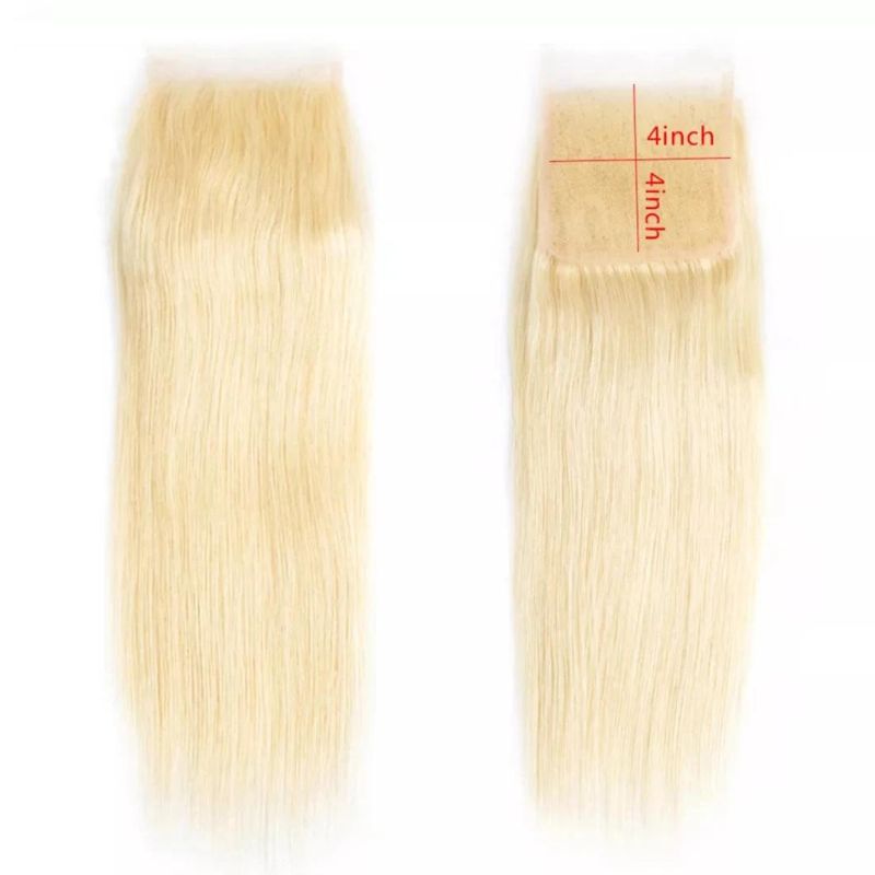 #613 Honey Blonde Bundles with Closure Brazilian Straight Remy Hair Extension Lace 100% Human Hair for Women