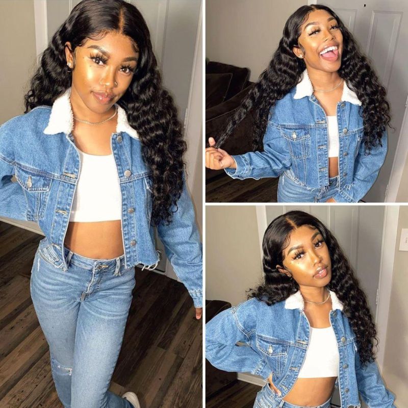 Loose Deep Wave Human Hair 360 Lace Frontal Wigs with Baby Hair 180% Density