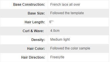 French Lace with Ribbon Around Custom Made Men′s Toupee