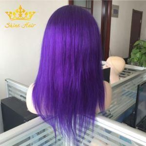 Brazilian Hair Wig Lace Front Full Lace Wig in Purple Color Straight