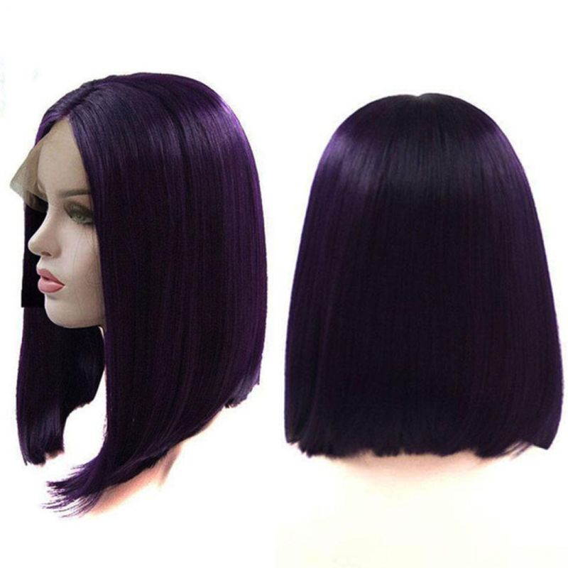 13*4*1 Synthetic Lace Front Wig Straight Hair Bob Wigs Ombre Color and Green Color Lace Frontal Short Wigs for Women