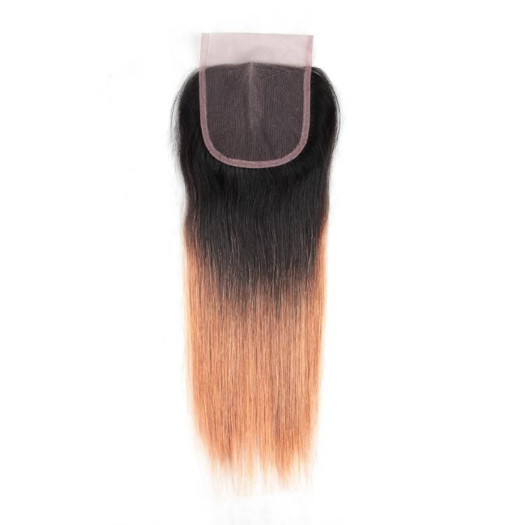 Wholesale 4X4 Lace Frontal Closure Silky Straight Human Hair #1b/30