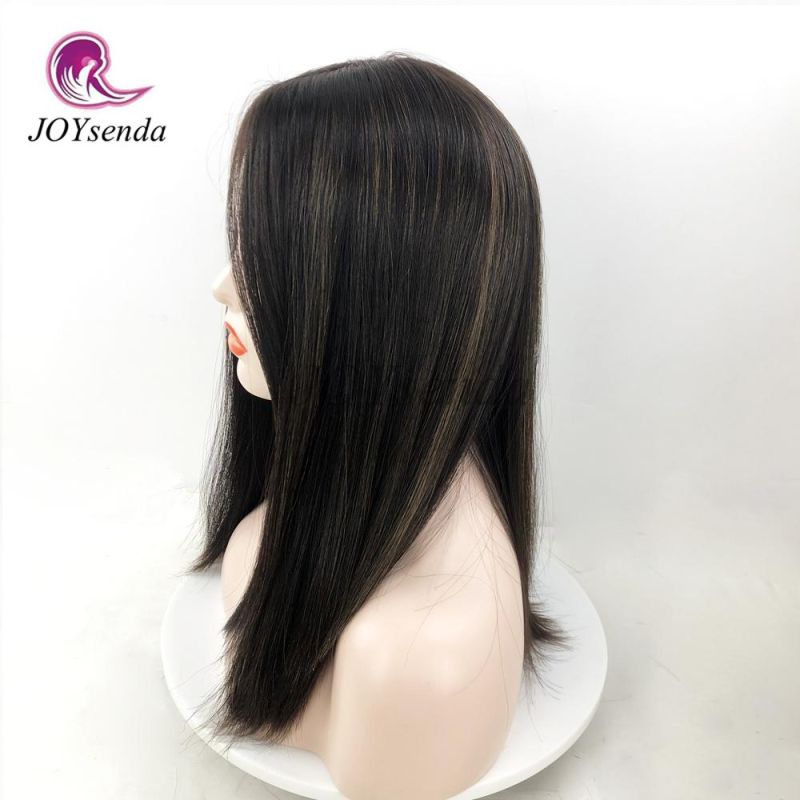 Dark Brown Highlights Color European Hair 4*4 Silk Base Top Jewish Wig Kosher Wigs China Wig Supplier