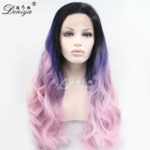 Hand Made Fashion Ombre Color Synthetic Long Lace Front Cosplay Wig