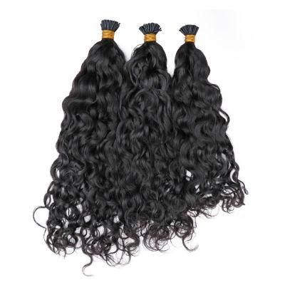 Wholesale 12A Natural Color Water Wave 100% Raw Cuticle I Tip Hair Extensions
