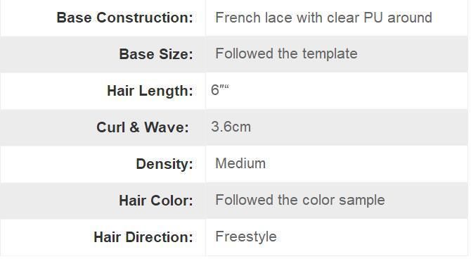 Men′s High Quality Luxury Hair Piece - Custom Fusion PU & Lace Finish