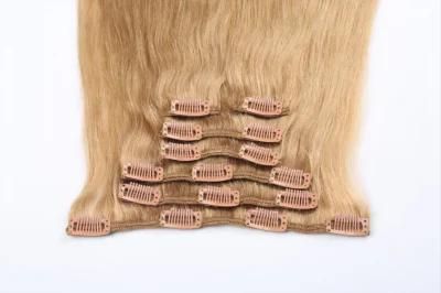 Clip in Human Hair Extensions Blonde Highlight Clip in Straight Hair Extension Full Head 8PCS 14 18 22 Inch Machine Remy