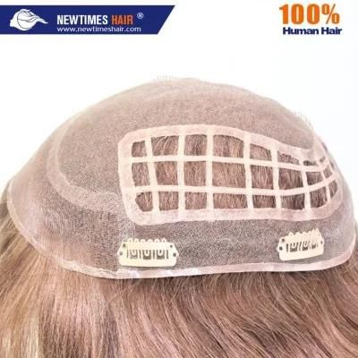 Integration with Lace Front and Mono Parting Natural Human Hair Women Toupee