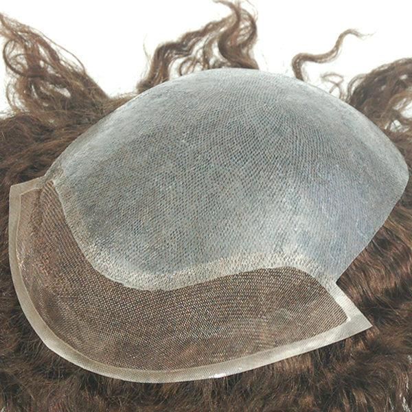 Ljc1561: Super Thin Skin with 1" Lace Front Small Curly Natural Hairpiece