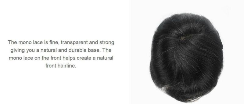 Hand Crafted High Quality Mono Lace & Skin Base Men′s Hairtoupee Wigs