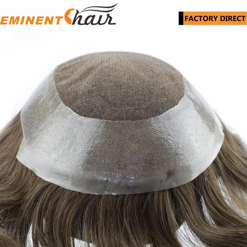 Natural Hairline Indian Hair Toupee Men′s Hair Prosthesis