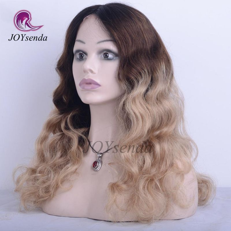 Ombre 3 Colours Water Wave Brazilian Hair Front Lace Wig