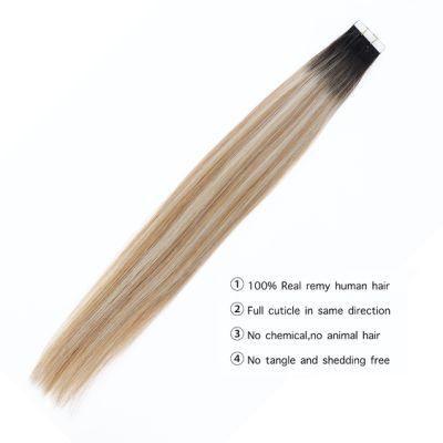 Tape Human Hair Extensions Ombre Balayage Natural Blend Extensions Straight 20 40 Pieces Tape Hair