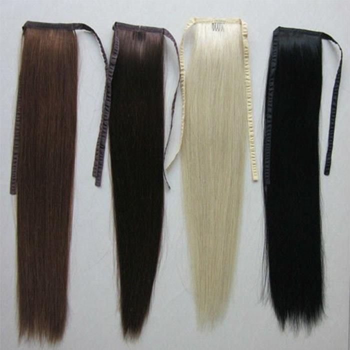 Human Hair Weft Extensions Human Hair Extensions 18" Human Hair Ponytail Extension