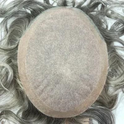 Ljc473 Indian Human Hair with Grey Hair in Synthetic Hair Systems