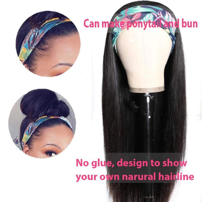 Kbeth Headband Wig for Beautiful Women 2022 Fashion No Lace 20 Inch Remy Customer Service Accept Straight Human Hair Wigs China Factory Wholesale Price