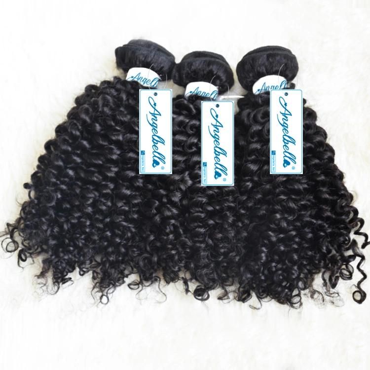 Angelbella Indian Remy Hair Kinky Curly Weave Shedding and Tangle Free Natural Black Raw Human Hair