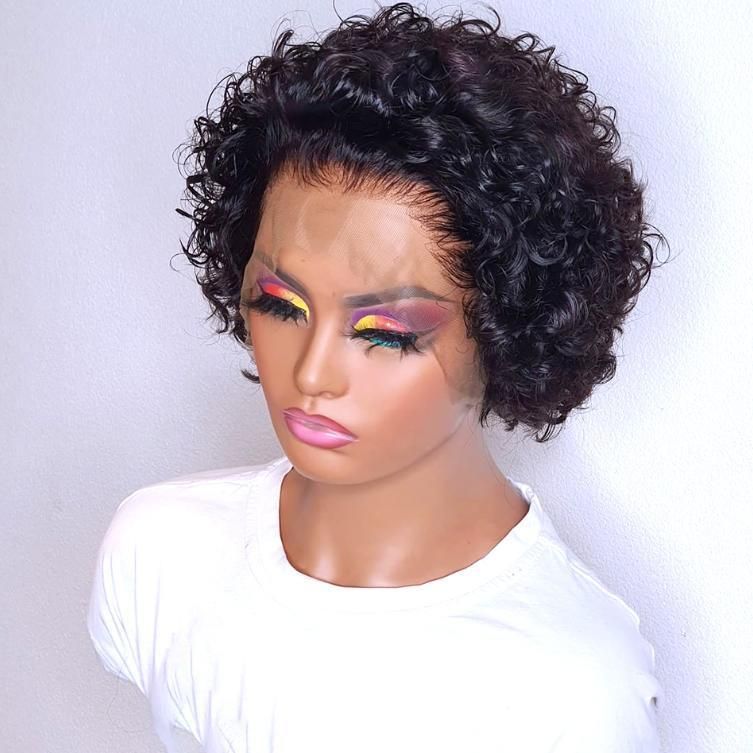 Short Wigs Preplucked Curly Human Hair Wigs Pixie Cut Wig