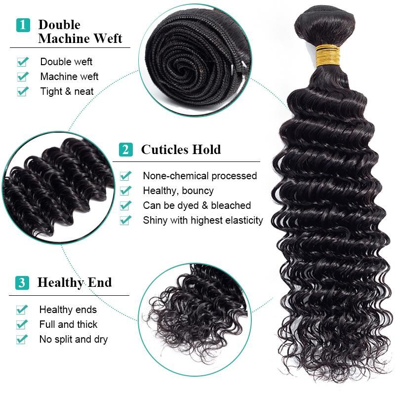 Indian Virgin Hair 3 Bundles with Lace Closure Hair Extension